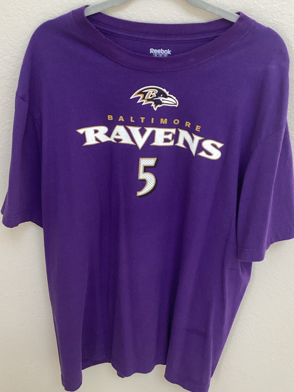 Reebok Purple Baltimore Ravens Graphic Tee with Gold & White Accents
